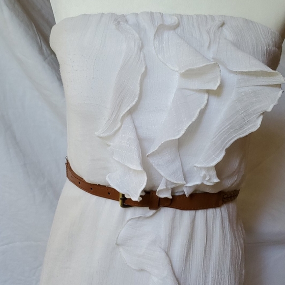 Strapless White Ruffle High-Low Sundress - Picture 4 of 8